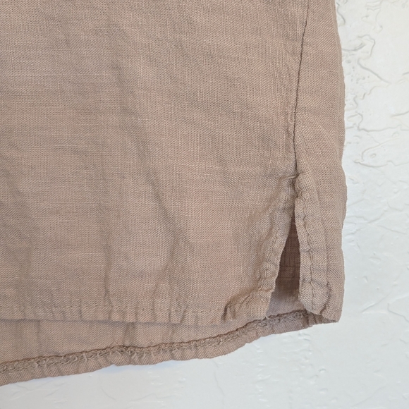 Natural Short-sleeved Beige Linen Top - Picture 4 of 9
